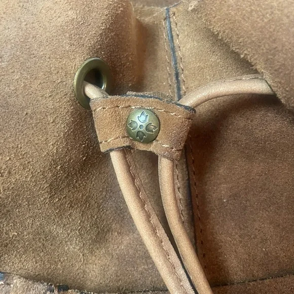 Patricia Nash Boho Western Hippie Burnished Leather Suede Cognac Casape Backpack